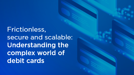 frictionless secure and scalable debit card graphic with digital payment cards illustration
